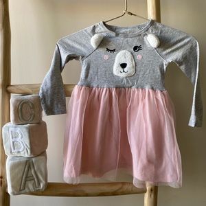 Adorable winking bear baby girl dress